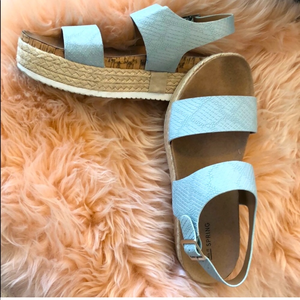 Blue platform sandals